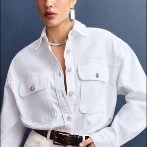 Reformation Carlos Denim Shirt Ivory - Size XL